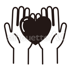 両手にのせたハート ハート,両手,支えるのシルエット素材