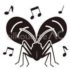 鈴虫 鈴虫,羽,脚のシルエット素材