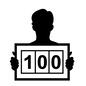 点数 人物,男性,上半身,持つ,スコアボード,得点板,100点,100,数字,得点のシルエット素材