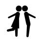 キス キス カップル,恋人,仲良し,夫婦,人物,人,男女,男,女,密着のシルエット素材