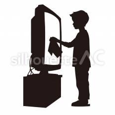 テレビの拭き掃除 テレビ,拭く,布のシルエット素材