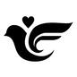 鳥 鳥 鳥,鳩,はと,ハト,ハート,友好,象徴,シンボル,横向き,一羽のシルエット素材
