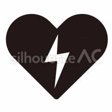 AED ハート,稲妻,医療のシルエット素材