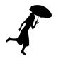 雨の日　女性 人物,女性,走る,カサ,傘,梅雨,雨,雨天,雨降り,降水のシルエット素材