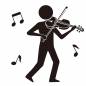 ヴァイオリンを弾く人（音楽の秋） ヴァイオリン,弦,音符,人,腕,脚,動き,輪郭,シンプル,スタイリッシュのシルエット素材