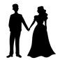 結婚式 出会い,結婚式,男女,カップル,新郎,新婦,手をつなぐ,ドレス,ウェディングドレス,全身のシルエット素材