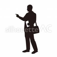 教室を確認 立つ,指差す,教室のシルエット素材