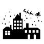 クリスマスの夜 クリスマスの夜 クリスマス,街並み,雪,夜空,サンタクロース,トナカイ,そり,飛ぶ,クリスマスイブ,冬のシルエット素材
