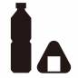 配給所 ボトル,おにぎり,食料,飲料,備蓄,容器,包装,記号,アイコン,ピクトグラムのシルエット素材