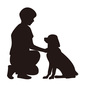 愛犬と飼い主 愛犬と飼い主 愛犬,犬,イヌ,いぬ,女性,しつけ,お座り,動物,ペット,飼い主のシルエット素材