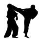 空手の試合 型,キック,蹴り上げる,組手,試合,勝負,2人,人物,人,武道のシルエット素材