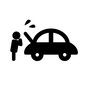 車の故障 車の故障 オーバーヒート,故障,車の故障,ボンネットを開ける,ボンネット,焦る,人,人物,ピクトグラム,自動車のシルエット素材