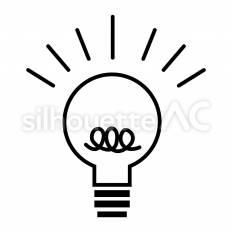 ひらめき・電球　白抜き ひらめき,電球,照明のシルエット素材