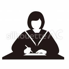 筆記試験　正面 女子,女の子,学生のシルエット素材
