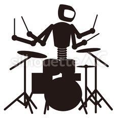 ロボット ロボット,ドラム演奏,手のシルエット素材