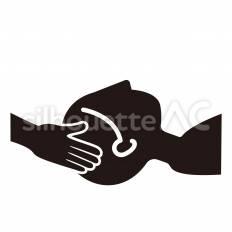 頭部の施術 頭,顔,手のシルエット素材