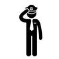 刑務官 警察,警官,刑務官,警察官,お巡りさん,お巡り,全身,正面,立つ,敬礼のシルエット素材