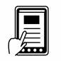 タブレットを操作する手 タブレット,手,端末,画面,操作,閲覧,入力,機械,シンプル,スタイリッシュのシルエット素材