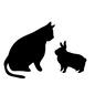 猫と兎 猫と兎 ペット,猫,うさぎ,向かい合う,座る,同居,横向き,仲良し,動物,お座りのシルエット素材