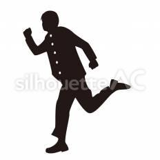 受験生　走る 男子,男の子,学生のシルエット素材