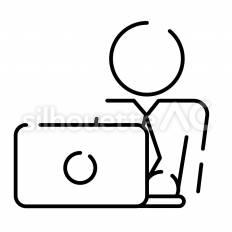 PC仕事　男性 ピクトグラム,ピクトサイン,アイコンのシルエット素材