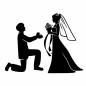 プロポーズする横向きの男女 プロポーズする横向きの男女 男女,プロポーズ,結婚指輪,指輪,告白,横向き,片膝,ブーケ,花束,女性のシルエット素材
