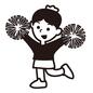 チアリーダー チアリーダー,チアリーディング,女の子,全身,正面,ポンポン,両手,踊る,バンザイ,ユニフォームのシルエット素材