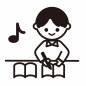 音楽を聴きながら勉強する男の子 音楽を聴きながら勉強する男の子 男の子,受験,勉強,音楽,聴く,リラックス,音符,笑顔,書く,文房具のシルエット素材