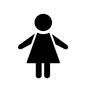 女性 女性 ピクトグラム,人,人物,全身,正面,立つ,女性,女の子,スカート,ワンピースのシルエット素材