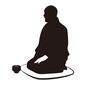 正座をする男性 人,人物,正座,男性,座る,座布団,湯飲み,挨拶,新年,お正月のシルエット素材