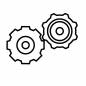 システムメンテナンス　白抜き 歯車,設定,調整,変更,管理,構成,操作,仕組み,機能,準備のシルエット素材