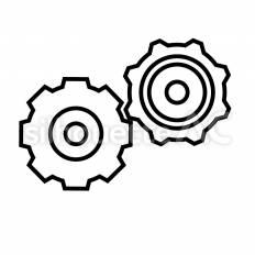 システムメンテナンス　白抜き 歯車,設定,調整のシルエット素材
