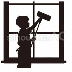 窓ふきをする 窓,拭く,ワイパーのシルエット素材