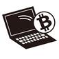 仮想通貨 ビットコイン,ノートパソコン,パソコン,出る,出す,飛び出る,仮想通貨,仮想,通貨,仮想マネーのシルエット素材
