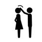 撫でる 撫でる カップル,仲良し,恋愛,恋人,夫婦,よしよし,嬉しい,ほめる,褒める,撫でるのシルエット素材