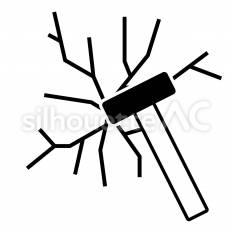 窓ガラスを割って侵入する手口 窓,ガラス,ハンマーのシルエット素材