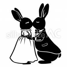 うさぎ ウサギ,カップル,結婚のシルエット素材