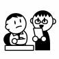 上司に報告する部下 上司,部下,書類,説明,会話,眼鏡,上半身,報告,指導,人物のシルエット素材