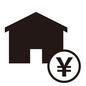 不動産 不動産 一戸建て,家賃,住宅資金,購入資金,戸建て,マイホーム,売却,お金,円マーク,家のシルエット素材