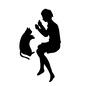 猫 猫 ペット,猫,人,人物,男性,向かい合う,寝る,横向き,昼寝,家族のシルエット素材