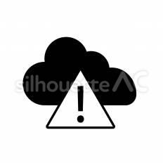 クラウドサービス停止　注意 雲,警告,注意のシルエット素材