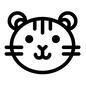 とら とら とら,虎,トラ,髭,笑顔,正面,かわいい,癒し,デフォルメ,アップのシルエット素材