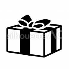 プレゼント俯瞰　白抜き プレゼント,リボン,箱のシルエット素材