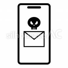 不審なメッセージが届いたスマートフォン スマートフォン,メッセージ,不審のシルエット素材
