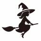 箒で飛ぶ魔女 箒で飛ぶ魔女 女性,魔女,菷,魔法,飛ぶ,横向き,横顔,帽子,仮装,ハロウィンのシルエット素材