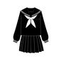 セーラー服 制服,学生服,セーラー服,長袖,スカート,リボン,女子,中学校,高校,学校のシルエット素材