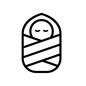 眠る赤ちゃん おくるみ,人物,人,ピクトグラム,寝る,育児,子育て,子供,ベビー用品,ベビーグッズのシルエット素材