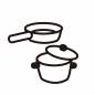 調理器具 調理器具 調理器具,両手鍋,蓋,鍋,焼く,煮る,炒める,フライパン,料理,キッチンのシルエット素材