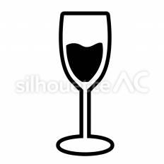 ワイン ワイングラス,アルコール,乾杯のシルエット素材