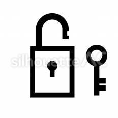 鍵と南京錠 鍵,南京錠,解錠のシルエット素材